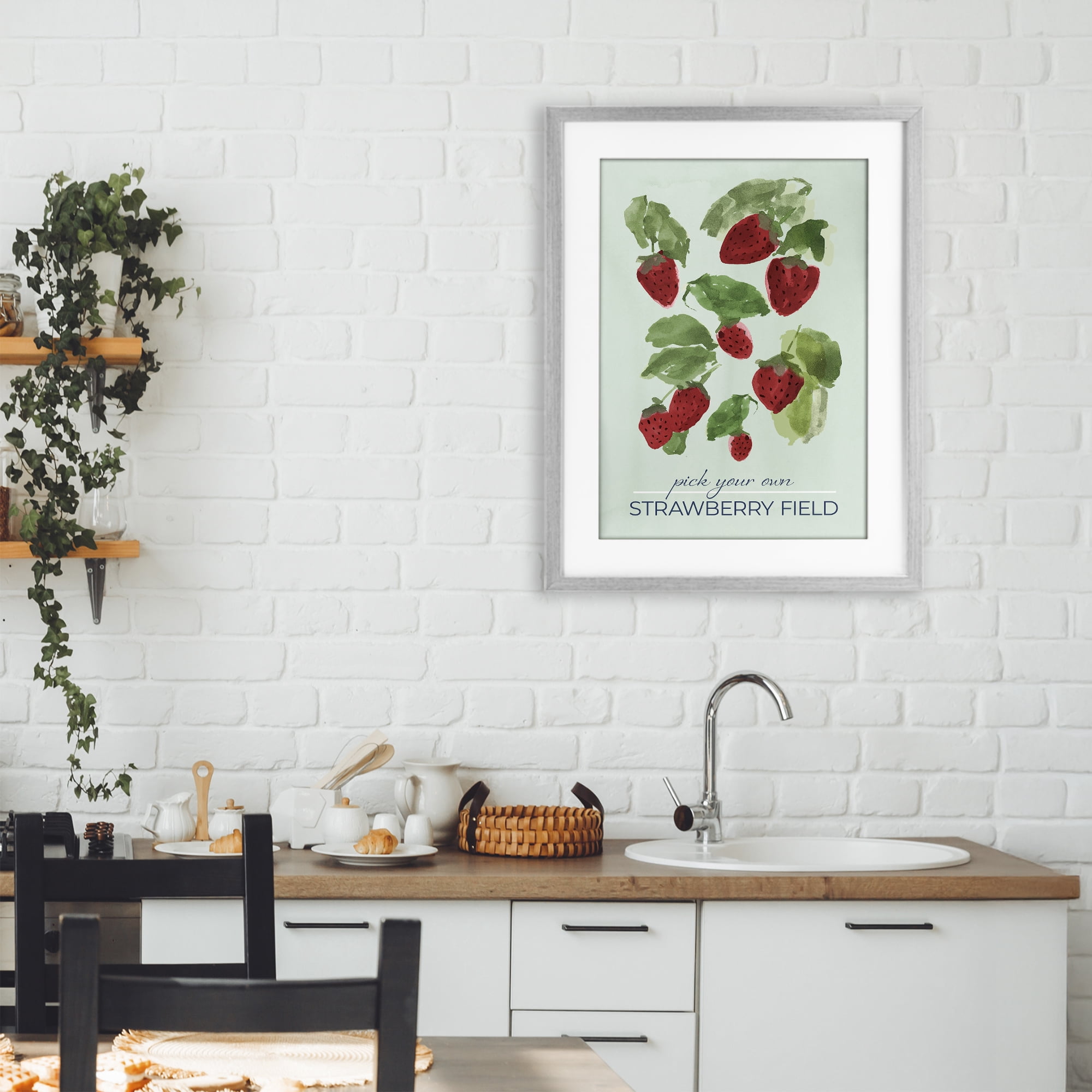 Stupell Industries Strawberry Field Pick Your Own Gray Framed Print Under Glass, design by Lucille Price