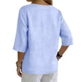 thumbnail image 4 of Women Linen Shirt Oversized Linen Shirts For Women Peasant Blouse Solid Color Work Blouses Gauze Shirts For Women Gauze Tunic Tops For Women Loose Fit Tee Shirt Women Light Blue S, 4 of 8