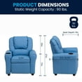 thumbnail image 6 of Flash Furniture Vana Contemporary Light Blue Vinyl Kids Recliner with Cup Holder and Headrest, 6 of 11