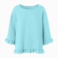 thumbnail image 6 of Towmus Womens Plus Size Tops 3/4 Sleeve Pleated Dressy Blouses Crew Neck Casual Tunic Tops Summer Shirts Smoked, 6 of 8