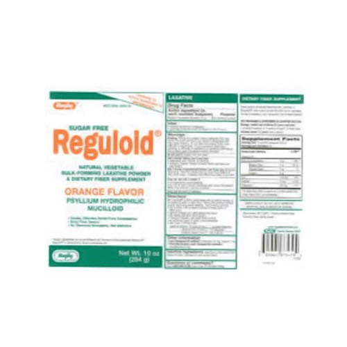 Rugby Sugar Free Reguloid Fiber Laxative Powder, Orange Flavor 10 Oz