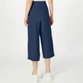 thumbnail image 3 of Mohiass Capri Pants for Women with Pockets Summer Smocked Capri Pants for Women Pull on Cotton Linen High Waisted Wide Leg Women's Capri Pants Stretch Navy 2XL, 3 of 6