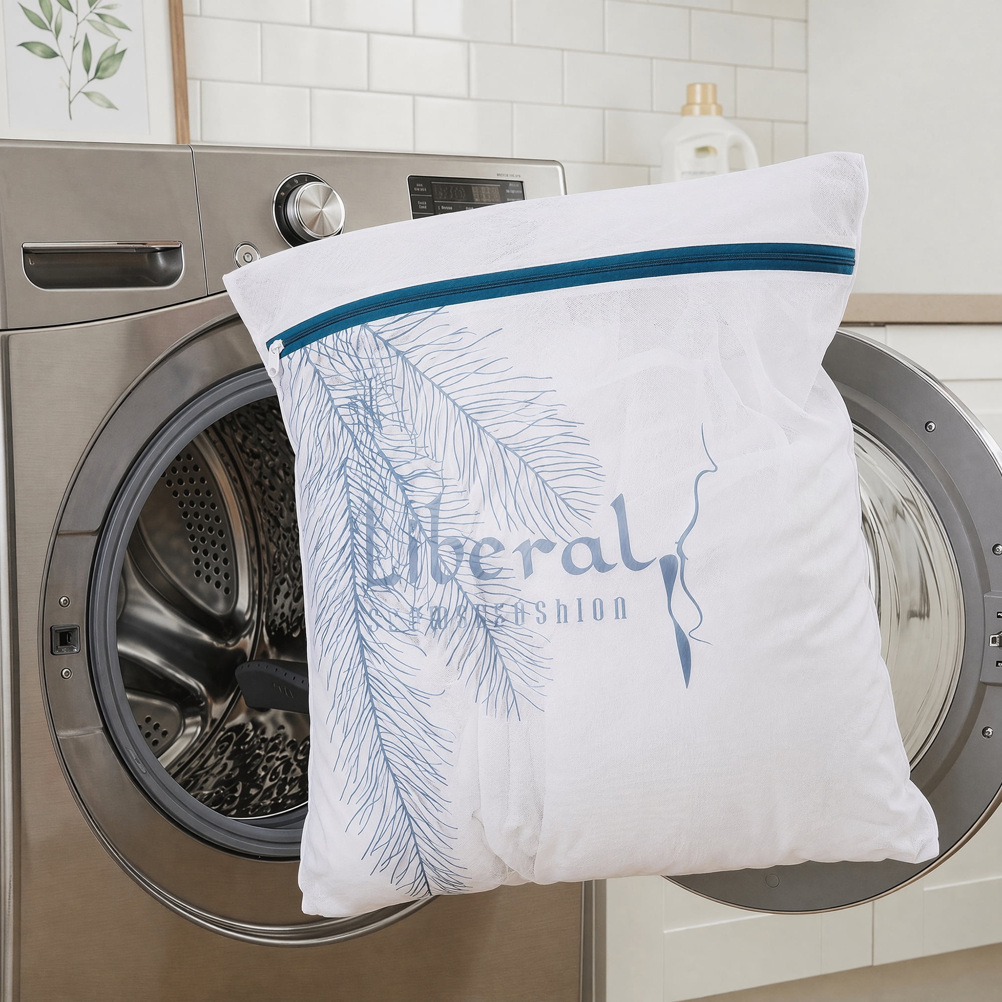 Unique Bargains 2Pcs Mesh Laundry Bags for Delicates Protect Garments White 23.6" x 23.6"