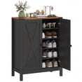 thumbnail image 1 of HOMCOM Armoire à Chaussures avec Portes de Grange, Armoire de Rangement pour Chaussures Style Ferme, Noir, 1 of 10