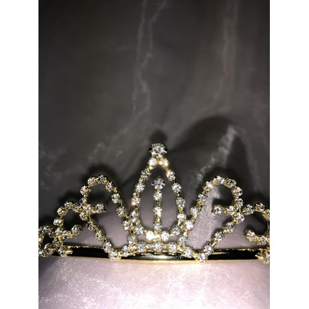 Charmed Gold Crown Rhinestone Tiara Sweet 15/16 Quinceanera Birthday/ Wedding