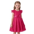 thumbnail image 2 of ZHOGXU Toddlers Kids Girls Lace Dress Summer Flying Sleeves Round Neck Solid Color Elegant Comfortable Dresses For Daily Wear And Party,Hot Pink,4-5 Years, 2 of 8