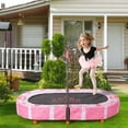 thumbnail image 3 of BRINJOY Kids Oval Shape Foldable Trampoline with Handle and Mini Rebounder, Brown, 3 of 8