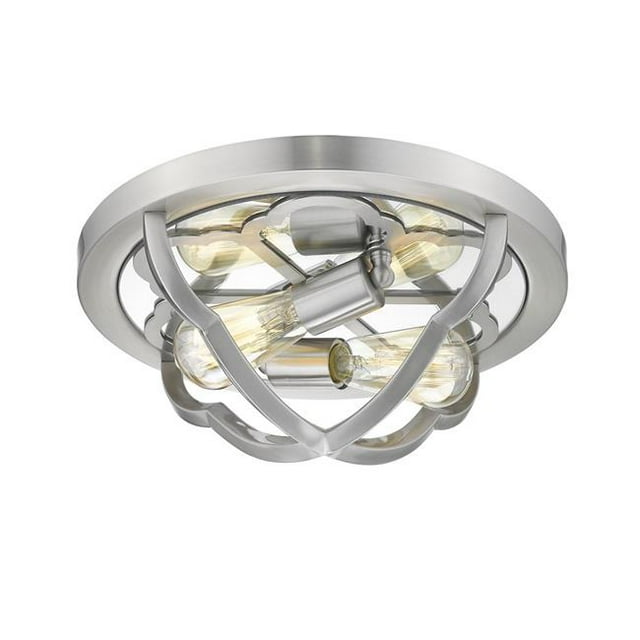 Golden Lighting 5926-FM PW 14 in. Smithsonian Saxon 2 Light Pewter Flush Mount Ceiling Light