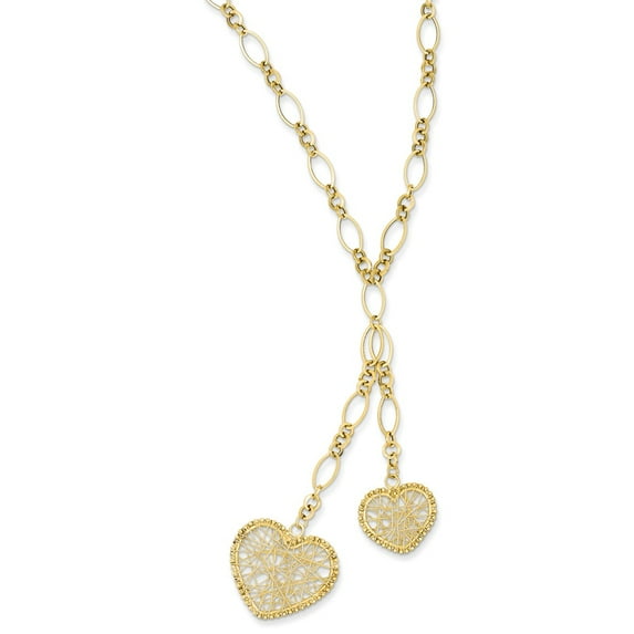 FB Jewels 14K Yellow Gold Adjustable Heart Drop Necklace