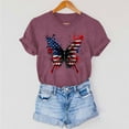 thumbnail image 6 of Womens 4Th Of July Summer Tops for Womens，Summer American Flag Printed T-Shirt Round Neck Tee Short Sleeve Top Retro Dressy Tee Shirts Vacation Beach Party Tunics Blouses 2025 Summer, 6 of 7