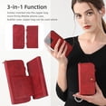 thumbnail image 3 of Decase for Google Pixel 7 Pro 6.7" Case, Multi-Function Zipper Leather Magnetic Pocket Wallet Case with Card Slot Holder, Detachable Flip Protective Cover with Crossbody Shoulder Strap, Red, 3 of 8