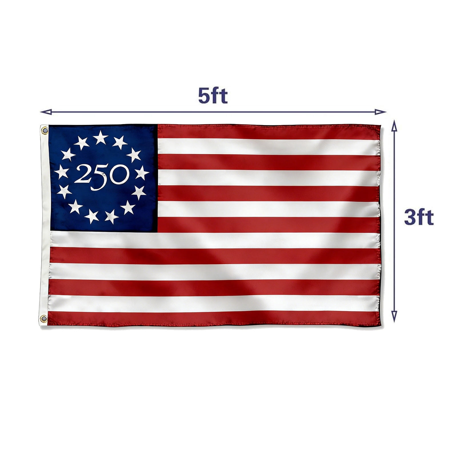 Clearance! 250th Anniversary USA Flag 3x5 Feet, Outdoor Polyester Patriotic Flag with Brass Grommets, Commemorates 1776-2026, Great for Porches, Yards, Parades, and Historical Events