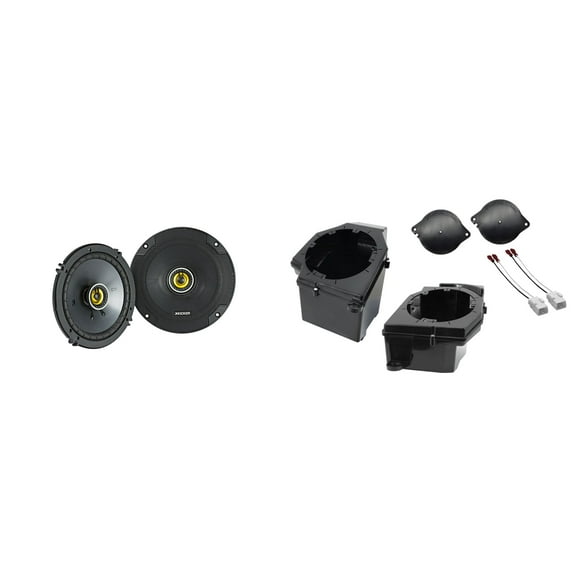 Jeep JL (2018-2023) & Kicker 46CSC654 6.5" CSC Coaxial Speakers and Front 6.5" Speaker Pods with Tweeter Adaptors Compatible with JT (2020-2023)