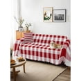 thumbnail image 3 of Farmhouse Buffalo Plaid Couch Cover for Dogs, Red White Checkered Washable Sofa Covers Slipcover for Pets Dogs Futon Cover, Couch Recliner Covers, Oversized Chair Slipcover 71"x91", 3 of 9