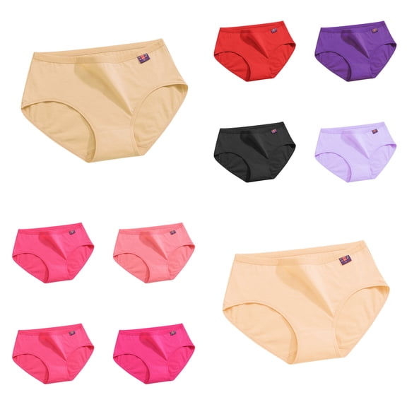 Paiwinds Women's Basic Elastic Cotton Briefs - Comfortable Solid Color Underwear for Everyday Casual Wear, Simple & Breathable Ladies Panties Multipack