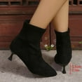 thumbnail image 6 of Viluyesy Womens Dress Boots, Pull-On Comfort Pointed Toe Kitten Heel Suede Leather Mid Calf Boots Black, 6 of 9