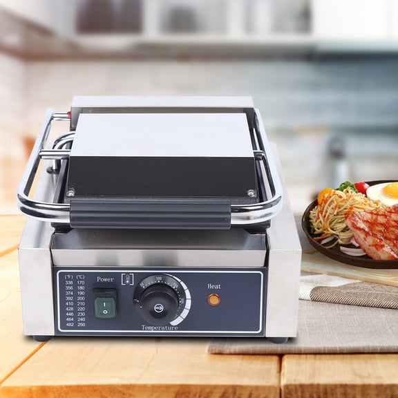 110V 1800W Sandwich Press Grill Griddle Panini Maker Smooth Flat Non-Stick