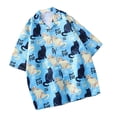 thumbnail image 2 of sunsanly Lapel Short Sleeve Buttons Closure Couple Shirt Summer Chinese Character Cats Print Beach Shirt Beachwear, 2 of 8
