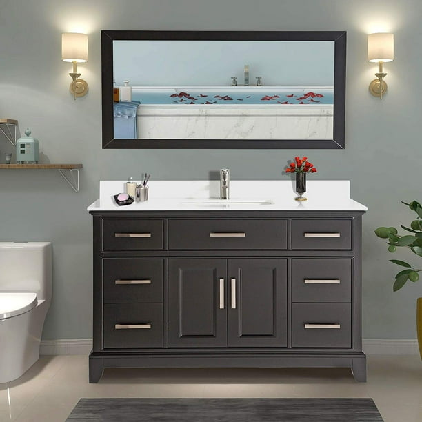 Vanity Art 60" Single Sink Bathroom Vanity Combo Set 7Drawers, 1Shelf