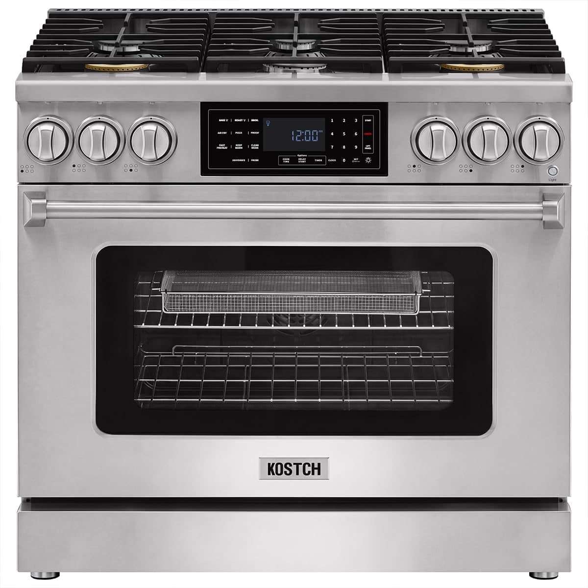 36" Professional Propane Gas Range with Tilt Touch Control Panel, 6.2 cu ft True Convection Oven, 6 Burners Cooktop, Air Fry, Self-Clean (Stainless Steel)