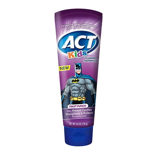 Act Kids Batman Fruit Punch Fluoride Toothpaste, 4.6 Oz