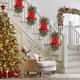 thumbnail image 4 of Decoración de escalera de Navidad Artificial con piñas y campanas de lazo corona de decoración de Navidad para decoración de puerta de entrada de escalera JShteea El nuevo, 4 of 9