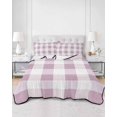 thumbnail image 2 of Quilts Twin Size Bedding Set, Pink Plaid Lightweight Quilted Comforter, Spring Summer Farmhouse Buffalo Checkered Soft Reversible Bedspread Coverlet with Pillow Covers for All Season, 68" x 86", 2 of 7