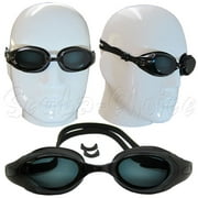 Black UV Nearsighted Prescription Corrective Optical RX Lenses Swimming Goggles (-3.0)