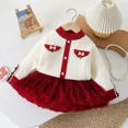 thumbnail image 2 of Girls Sweater Set New Spring Children's Clothes 2-6Y Girls Color Blocked Pullover + Tutu Skirt 2PCS Suit Kid's Outfit, 2 of 6