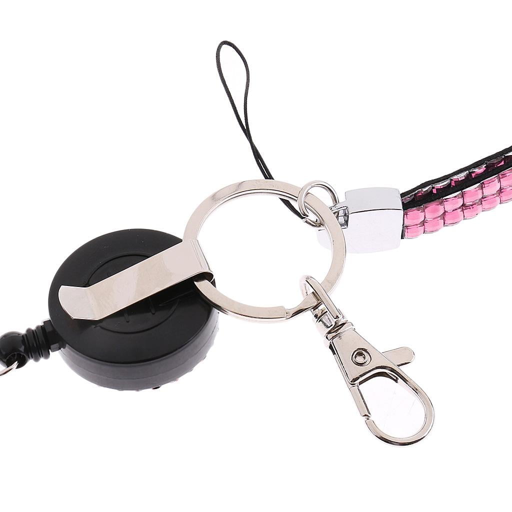 FVDPWYE 5 Lot Mixed Colors Rhinestone LANYARD with Retractable Reel ID Badge Holder