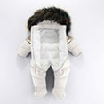 thumbnail image 4 of ZHOGXU Big Girls Boys Hooded Jumpsuit Long Sleeve Color Block Zipper Plush Warm Thickened Comfortable Romper Snowsuit For Autumn Winter Daily Wear Beige 1-3 Months, 4 of 8