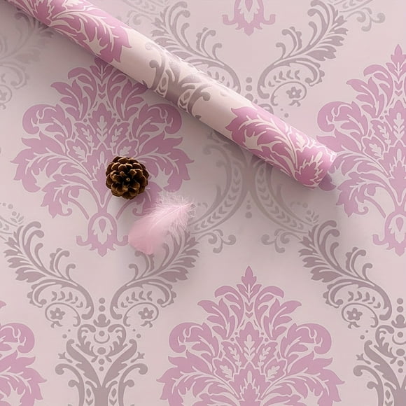 1 Roll of Luxurious Light Pink Silvery Pattern Self-Adhesive Wallpaper - Waterproof, Removable, Peel and Stick Design for Easy Installation - Perfect for Living Room, Kitchen, Bedroom, Dormitory, and