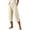 Beige, variant on Drovellove Women's Plus Size High Waisted Wide-Leg Pants with Pockets - Cropped Casual Cotton Blend Trousers for Beach Vacation or Spring Outings