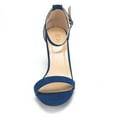 thumbnail image 3 of BURUDANI Women's Fashion Low Chunky Heel Sandals Open Toe Ankle Strap Dress Heel Shoes CHUNK NAVY/SUEDE Size 10, 3 of 7