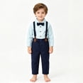 thumbnail image 5 of mgoYE Toddler Boy Suit Baby Boy Formal Outfit Set with Cotton Shirt Bow Tie Suspenders Pants for Wedding Birthday Party(Green,2-3Years), 5 of 9