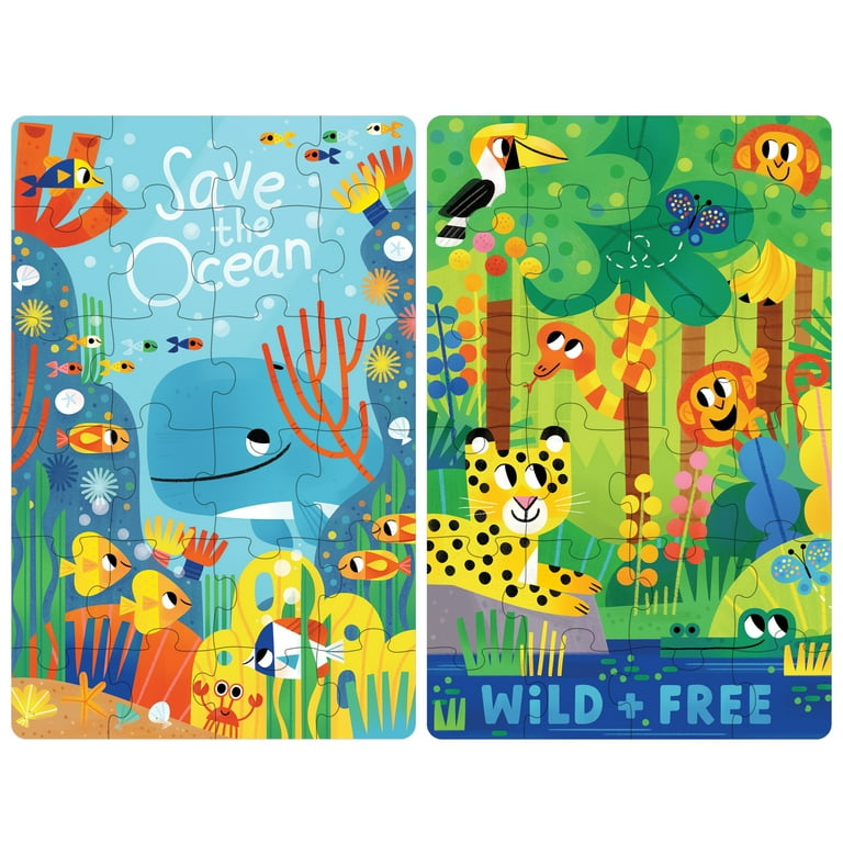 Little Buffalo 8pk Wood Kids Jigsaw Puzzles Plus Storage by