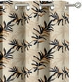 thumbnail image 2 of Vargottam Beige Tropical Leaves Print Design Blackout Curtains - Set of 2 Panels, 52 x 63 Inches Each - Light Blocking & Thermal Insulated Drapes with Grommet Top for Bedroom & Living Room - Beige, 2 of 9