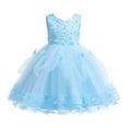 thumbnail image 2 of Uuszgmr Toddler Girls Sleeveless Lace Butterfly Embroidery Princess Pageant Gown Party Evening Dress Wedding Dress For Children Clothes Fashion Blue,Size:4-5 Years, 2 of 8