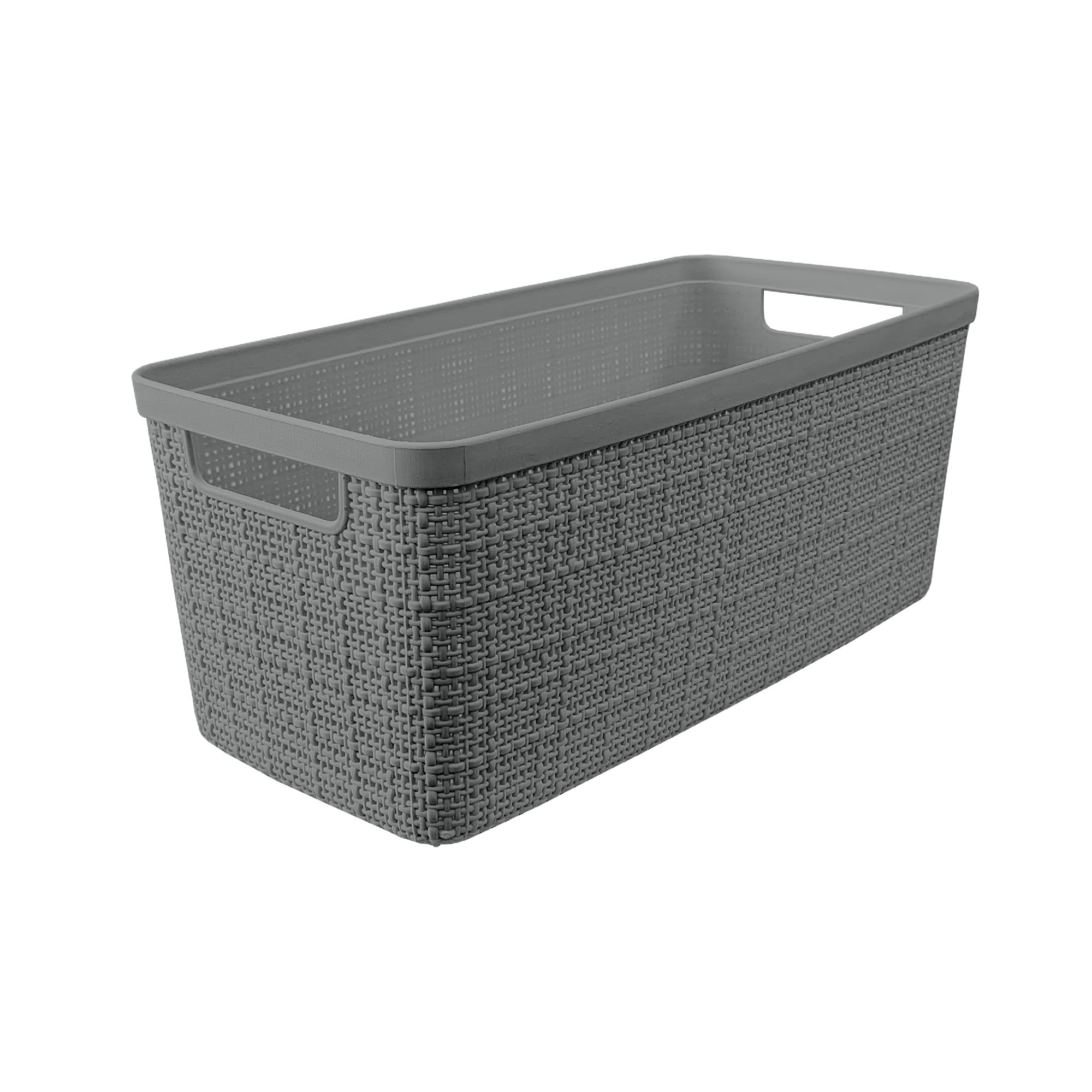 Curver Set of 6 Jute Basket Slim Durable Resin Organization and Storage Basket Bin, Grey