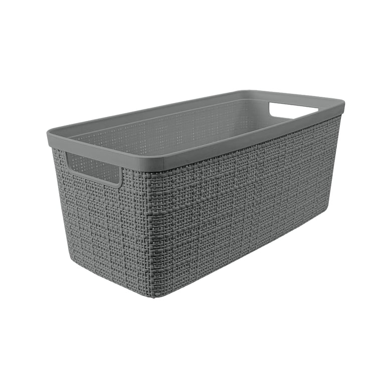 Curver Set of 6 Jute-Look Resin Storage Baskets, Gray photo 5