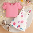 thumbnail image 5 of Baby Girls Clothes Set 2 Piece Summer Casual Cute Flowers Print Short Sleeve Rompers and Overalls Shorts Kaprioy Toddler Girl Clothes 6M 9M 12M 18M 24M 2T 3T, 5 of 6