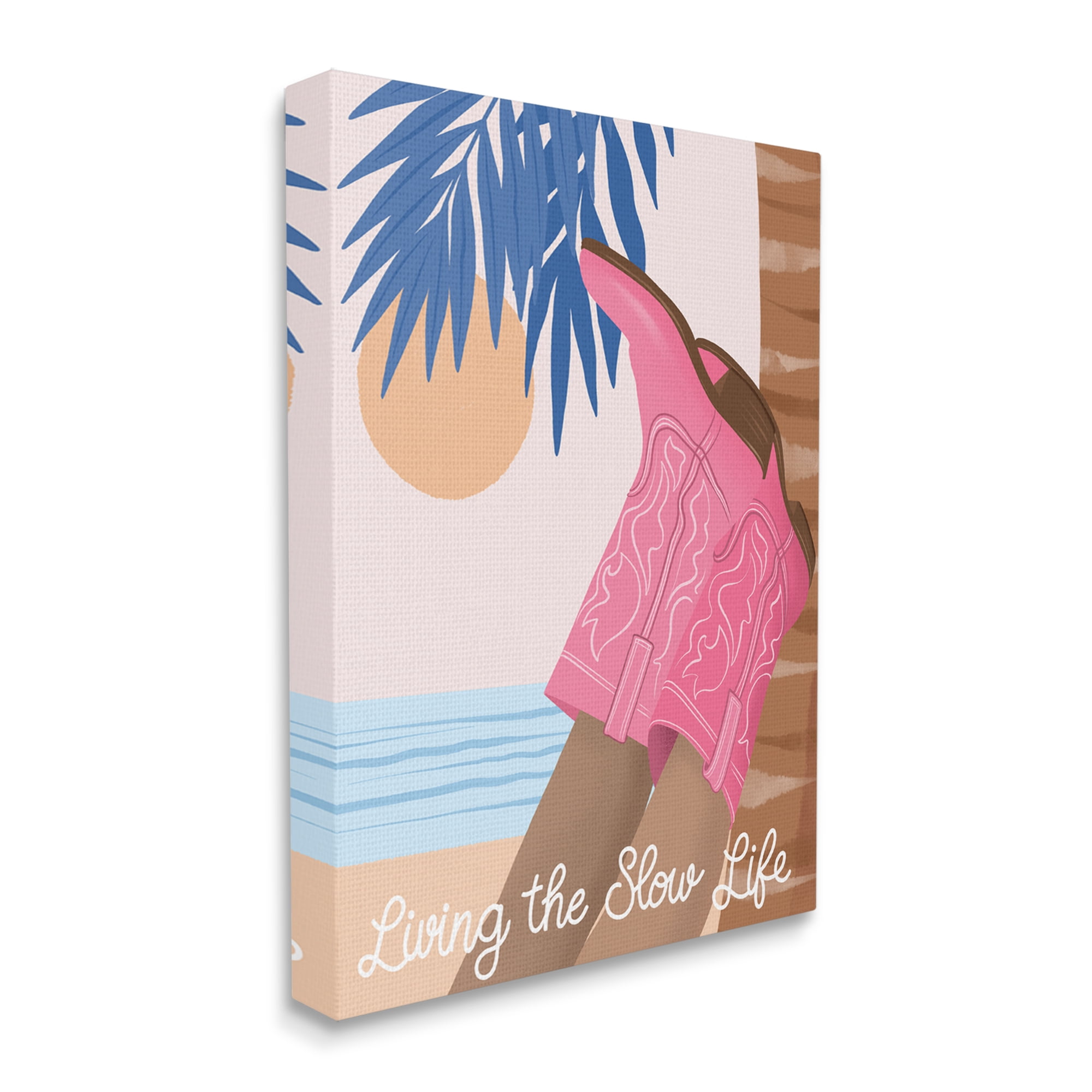Stupell Industries Slow Life Coastal Cowgirl Landscape Painting Gallery Wrapped Canvas Art Print Wall Art, 36 x 48