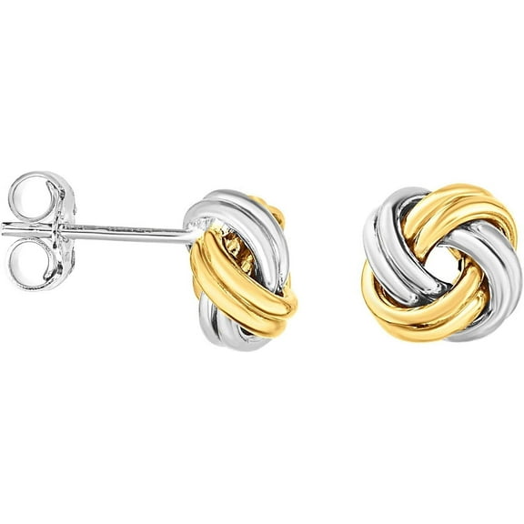 Ritastephens | Sterling Silver | Gold-tone | Overlay | Two-tone | Love Knot | Stud Earrings (9.5mm)
