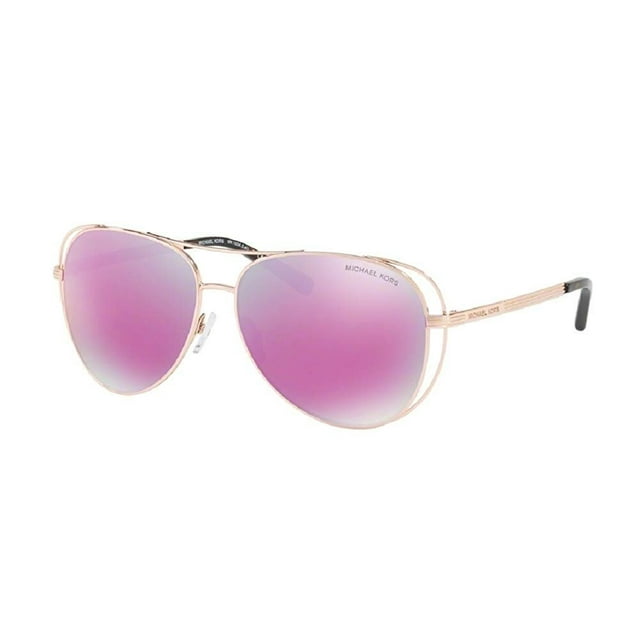Michael Kors MK1024 LAI Aviator 11944X 58M Rose Gold-Tone/Fuschia Mirror Sunglasses For Women