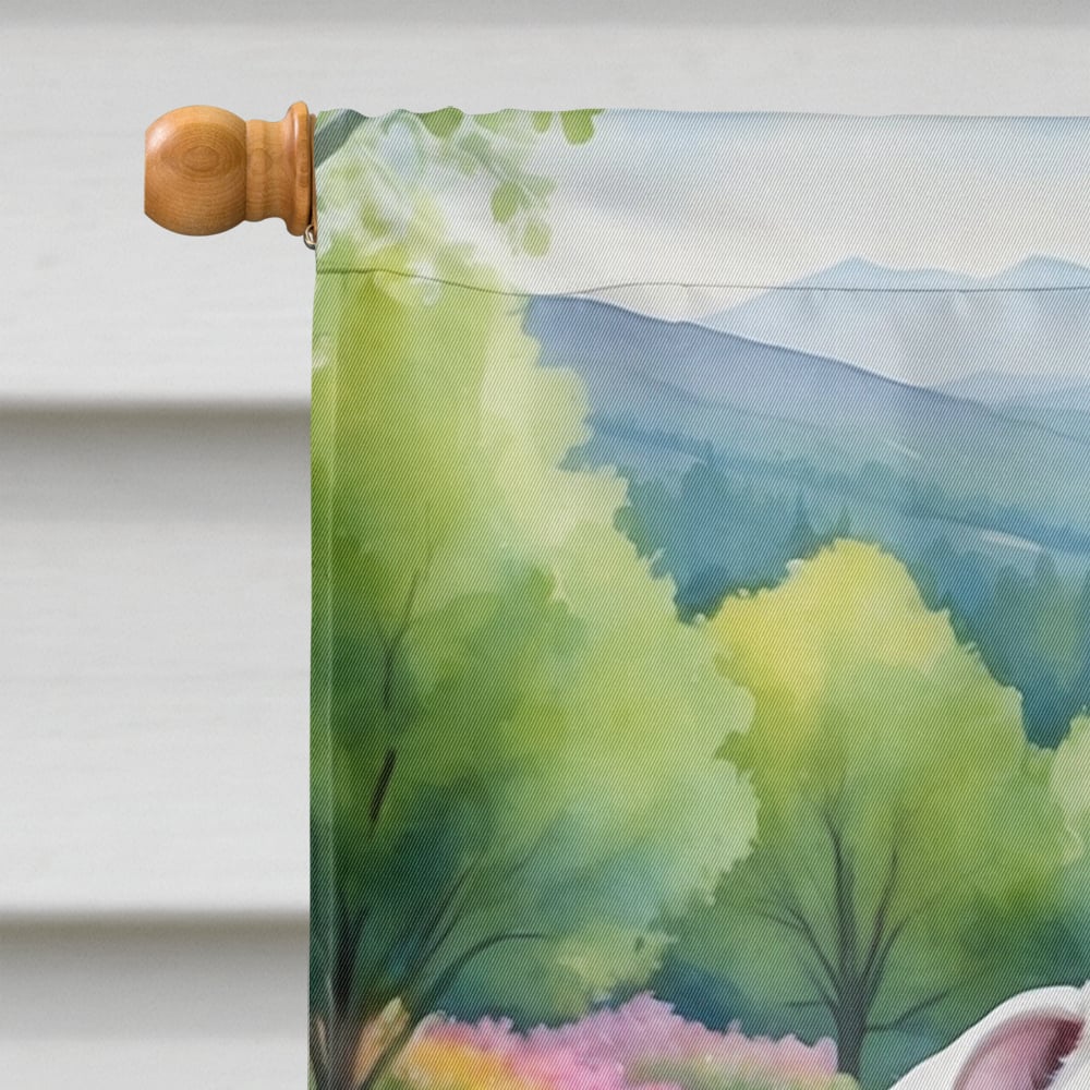 English Bulldog Spring Path House Flag 28 in x 40 in