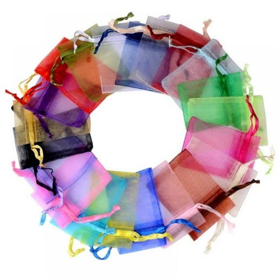 50Pcs 2.8"x3.6"(7x9cm) Sheer Drawstring Organza Jewelry Pouches Wedding Party Christmas Favor Gift Bags