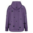 thumbnail image 6 of Women's Star Print Drawstring Hooded Sweatshirt with Pocket, Lightweight Oversized Long Sleeve Pullover Top, Casual Streetwear Fall Winter Comfort Wear, Aesthetic Soft Fleece Loungewear Purple M, 6 of 8
