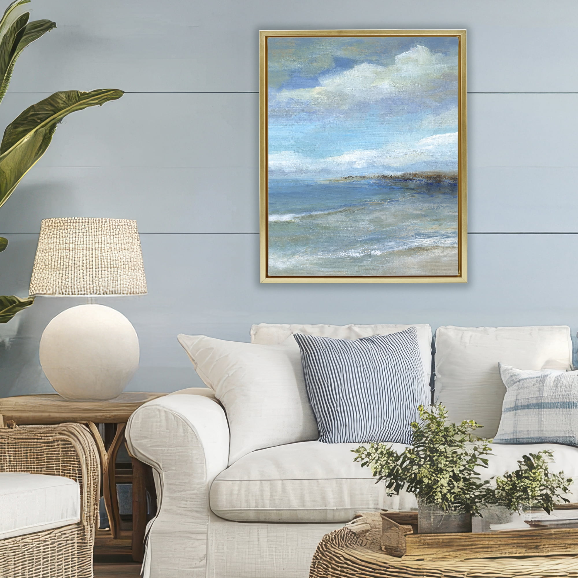 Stupell Industries Shore's Calm Breeze Gold Framed Floater Canvas Wall Art, design by Carol Robinson
