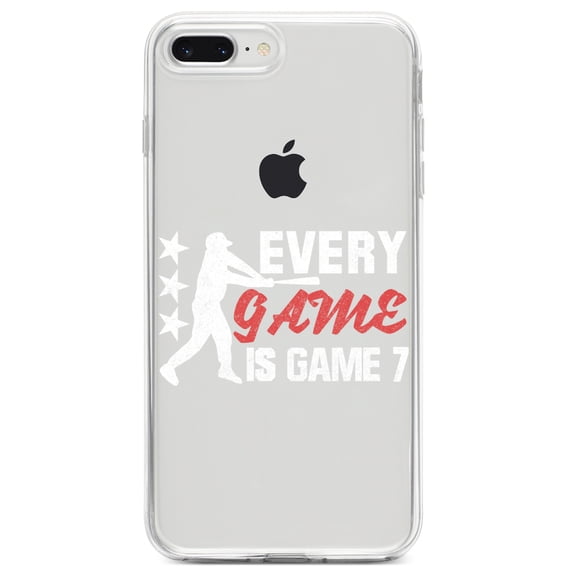 DistinctInk Clear Shockproof Hybrid Case for iPhone 7 PLUS / 8 PLUS (5.5" Screen) TPU Bumper Acrylic Back Tempered Glass Screen Protector - Baseball Every Game is Game 7