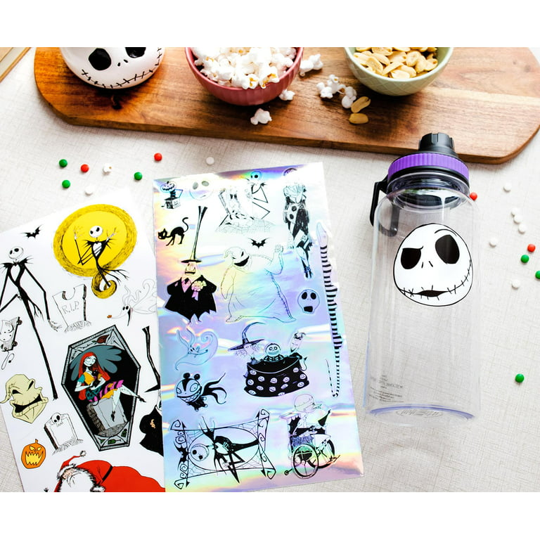 Disney Nightmare Before Christmas Jack Twist Spout Water Bottle and Sticker  Set